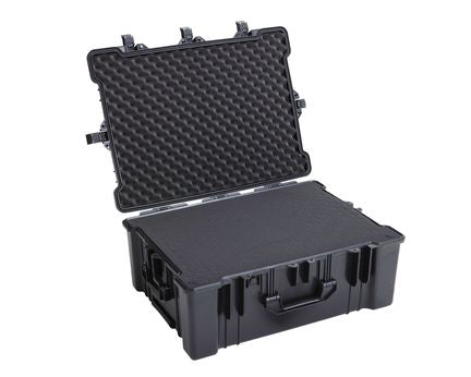 Aleon 33-inch deep ABS case open to reveal customizable foam interior for protective gear storage.