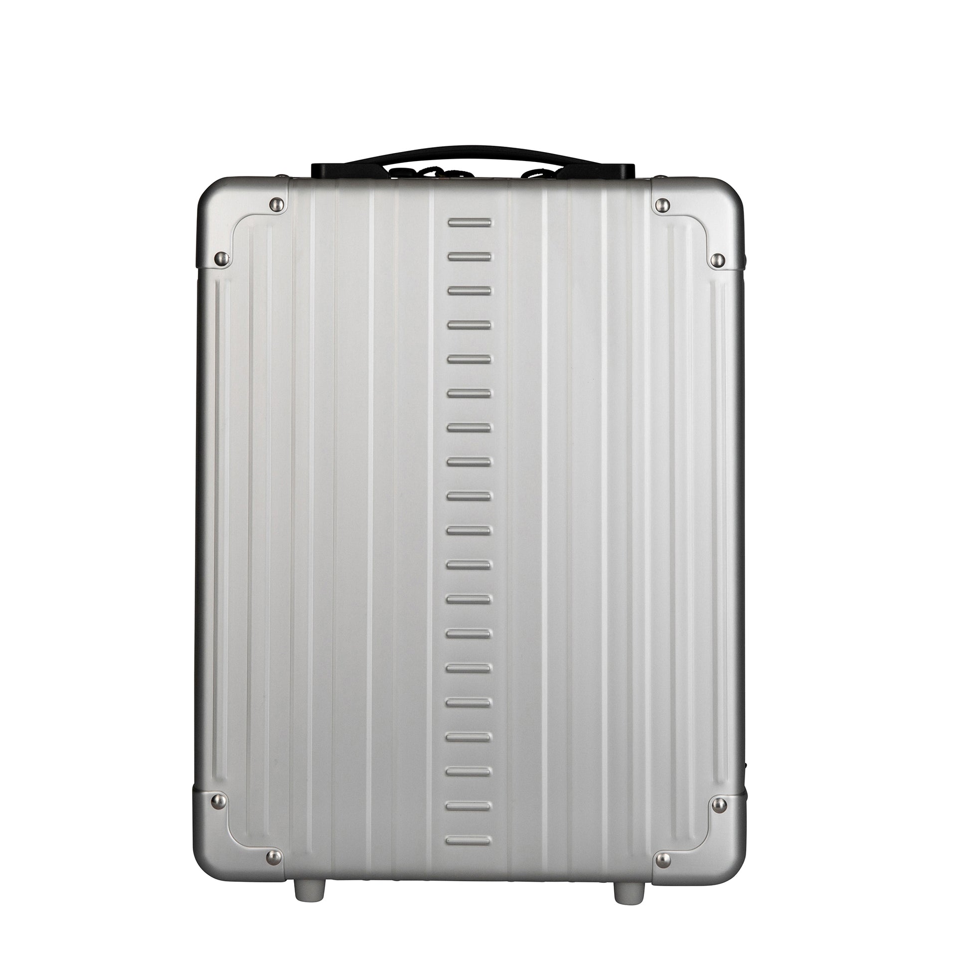 Silver Aleon aluminum‑build 17in backpack, RFID blocking for secure travel 