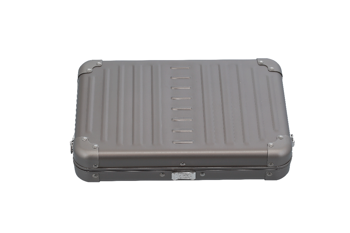 |Aleon large bronze crossbody bag featuring interior RFID-blocking pockets for secure storage. The bag is open, showcasing multiple organized compartments designed to protect personal items such as cards and passports. Aleon logo and tagline 'Timeless by design. Built to last.' are displayed in the top right corner|Aleon large bronze crossbody bag designed with aircraft-grade aluminum for lasting 