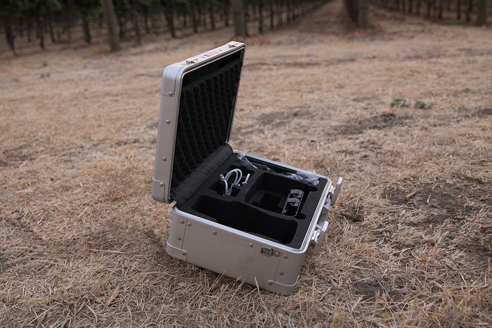 Aleon 15-inch drone case open to show customizable foam interior for drone and accessories