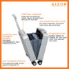 Open view of Aleon silver platinum vertical opening personal case with spinner wheels and tsa lock