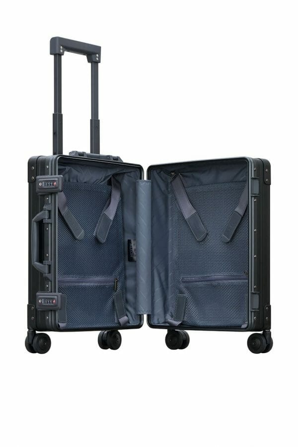 International Carry-On Luggage opened suitcase for international travels
