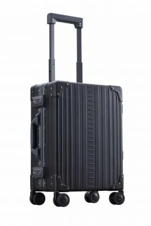 International Carry-On Luggage black aluminum suitcase