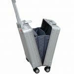 20 inch vertical business carry on suitcase made of aluminum in silver