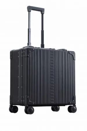 Vertical wheeled laptop case black side of briefcase