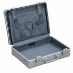 aluminum briefcase attche opened