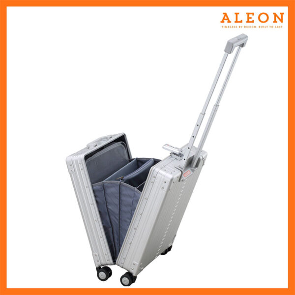 Vertical open full view of Aleon case in silver