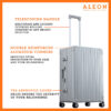 Side profile view of Aleon case with Tsa approved wheels and telescoping handle
