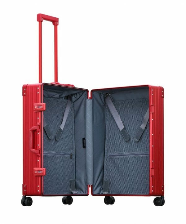 26 inch aluminum checked suitcase with wheels