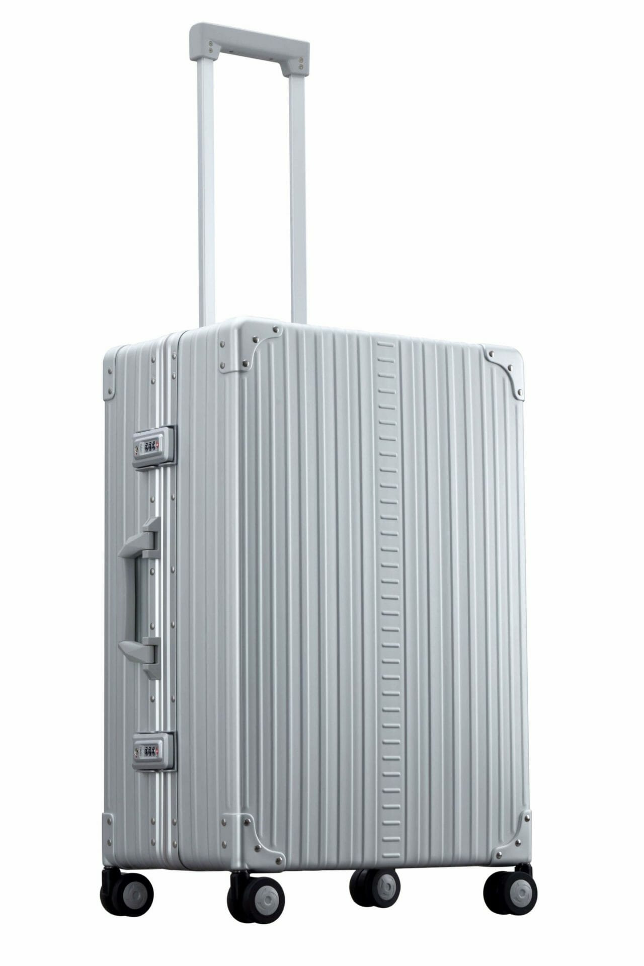 26 inch aluminum checked suitcase with wheels