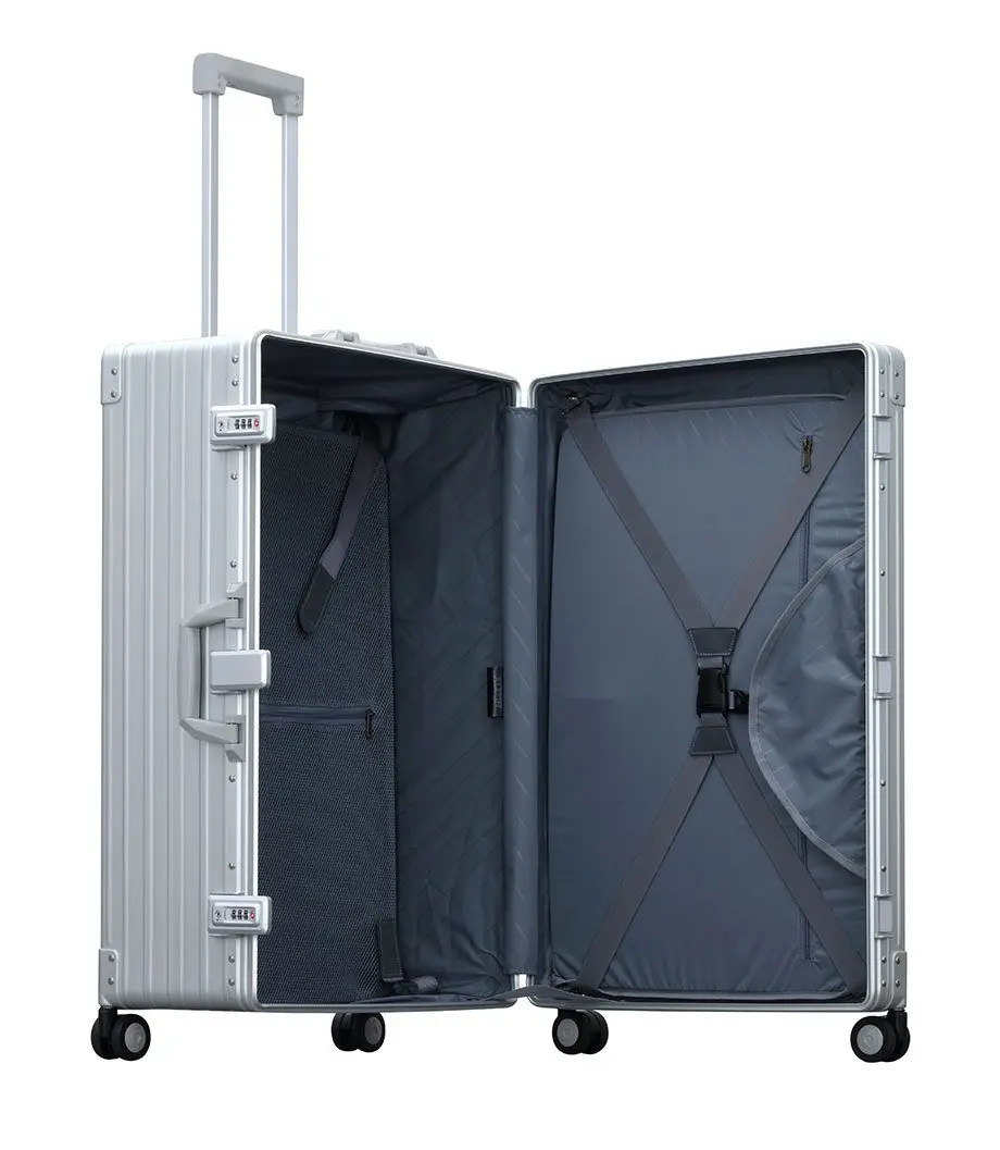 3028-PL-open-72 checked luggage for suits opened