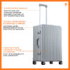 Side profile view of platinum silver checked traveler case made from aluminum