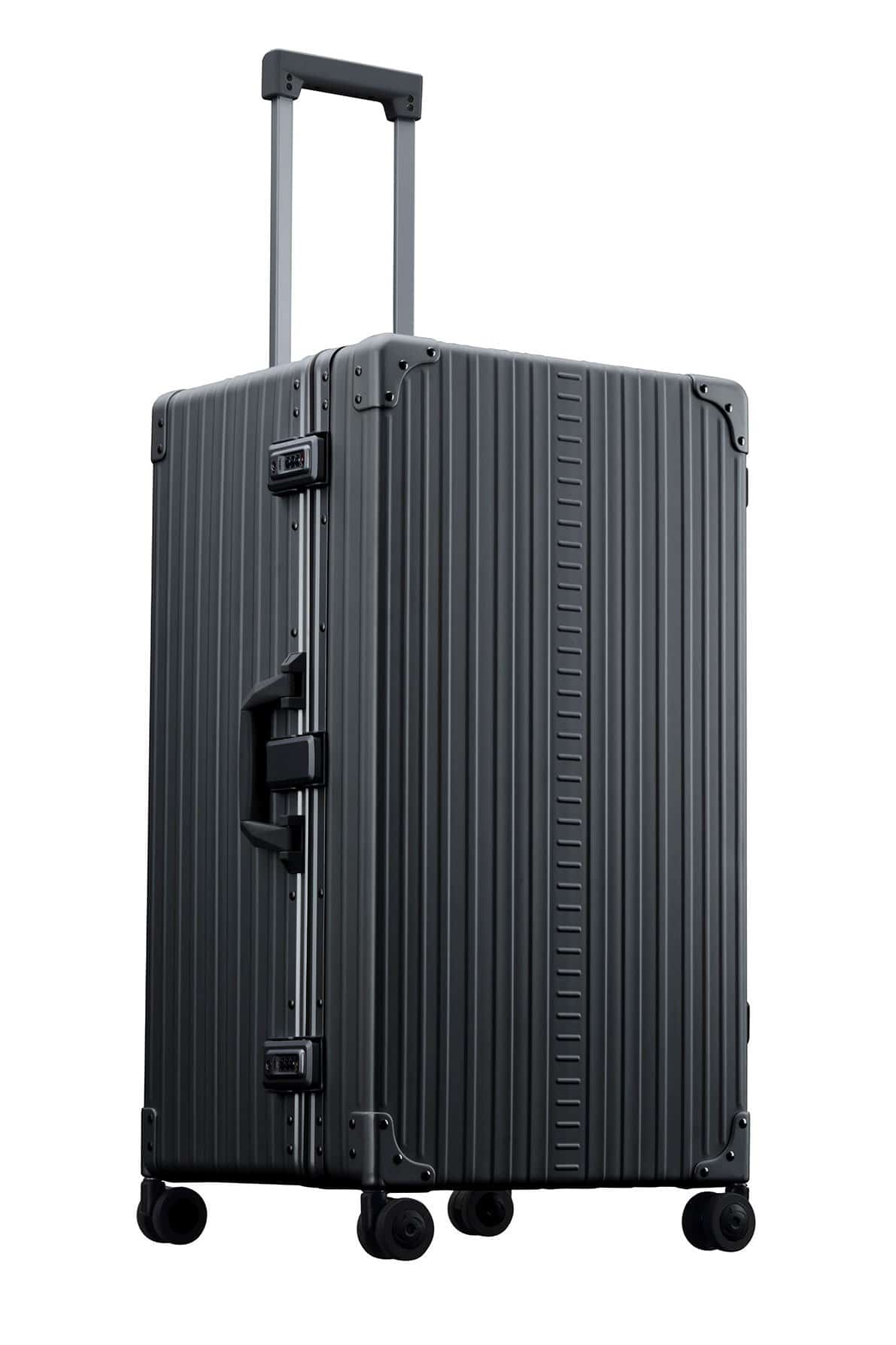 Black aluminum suitcase international