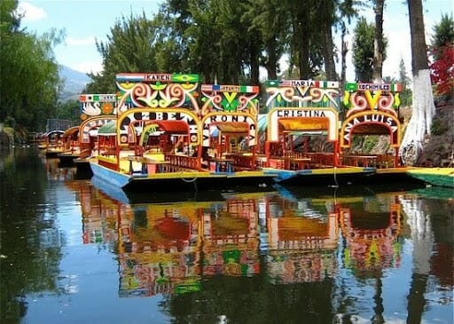 4 boat full of color on swamps by mexico city