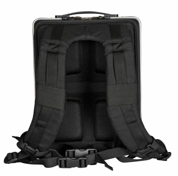 Aluminum Backpack Black showing straps