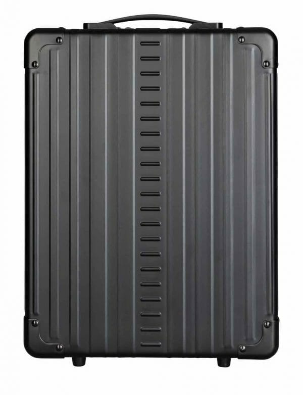 Back view of Aluminum hard shell backpack