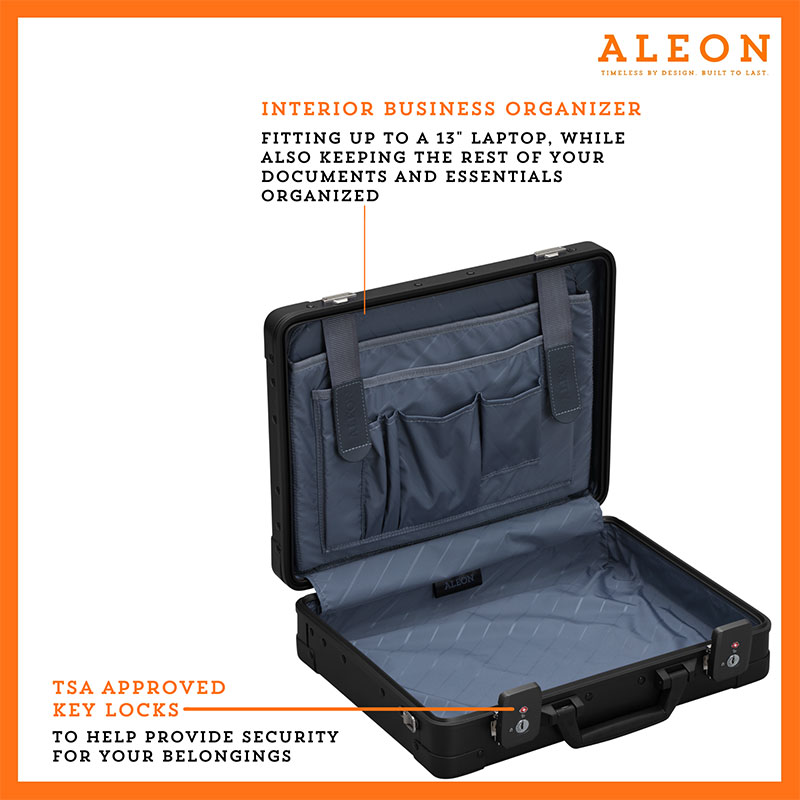 1519--ON-open Aleon attache open view with business divider to keep business person organized