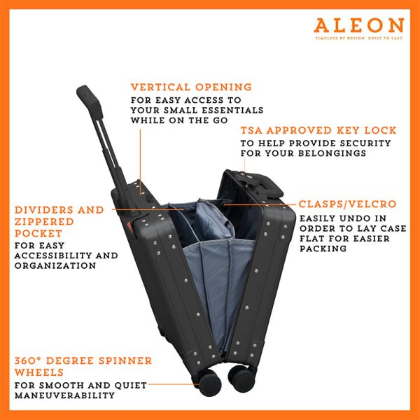 Black under seat vertical open Aleon Carry on