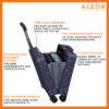 Open view of Aleon sapphire blue vertical opening personal case with spinner wheels and tsa lock