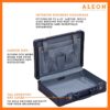 Open 17" blue attache with business organizer
