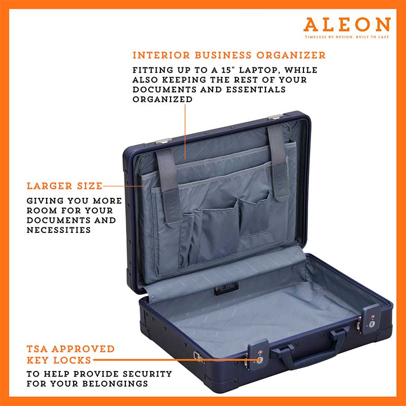 1719--SA-open Open 17" blue attache with business organizer