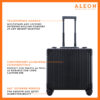 Front view of onyx black Aleon business case with telescoping handle, tsa approved locks and aluminum construction