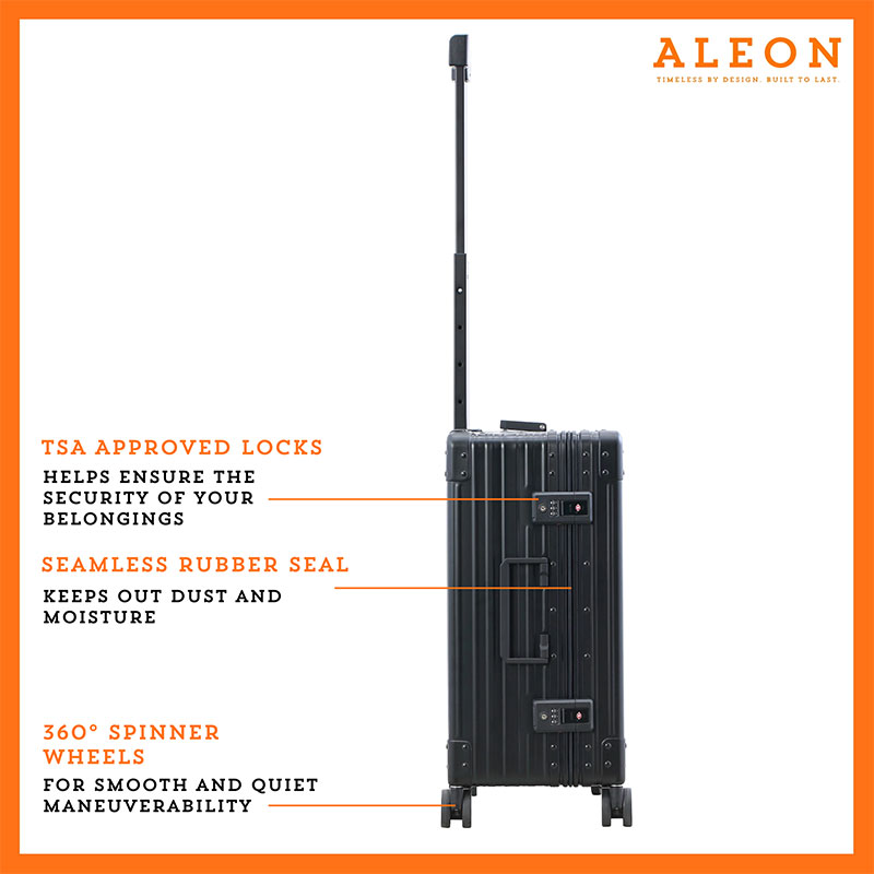 Lock view of Aleon TSA approved locks for black onyx carryon