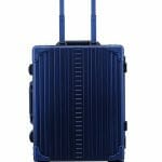 front-view-of-blue-trunk-style-carry-on-suitcase
