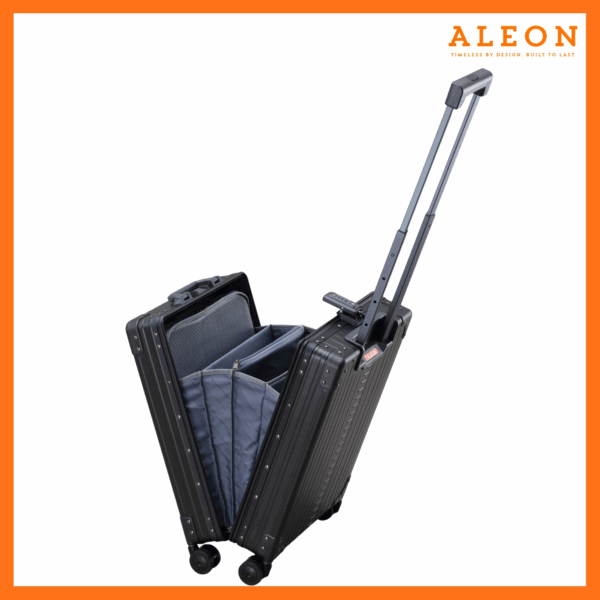 ALEON vertical onyx carry on full open view with telescoping handle