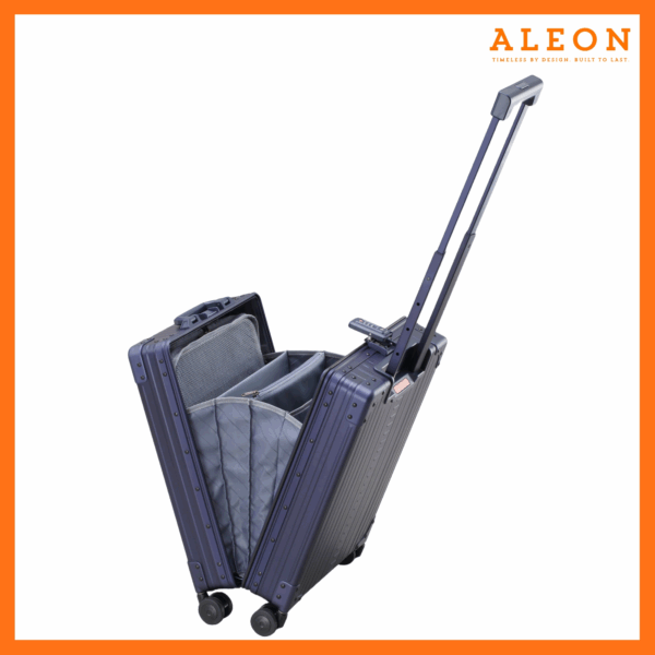 Aleon vertical carry on in sapphire blue with dividers