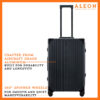 Front profile of onyx black checked case with spinner wheels