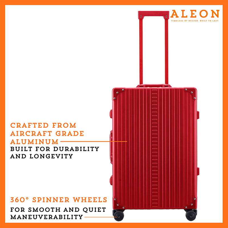2655-RU-Front-(1) (1) Front view of Aleon red ruby checked case with spinner wheels