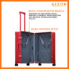 Open view of Aleon red ruby checked case with 50/50 opening style