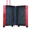 Ruby Red Aleon checked luggage interior view with dual dividers for organized packing.