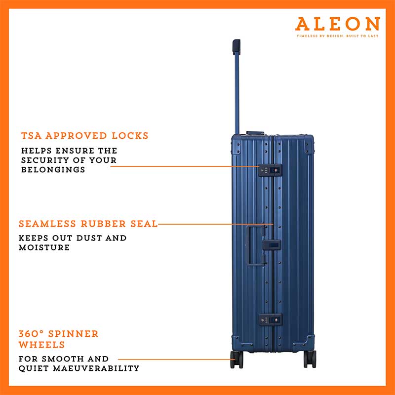 3255-sa-B077WTYDM1-lock-1-(1) The ALEON 32″ Macro Plus glides smoothly through an airport terminal, its high-performance wheels designed for quiet and stable movement. The ergonomic telescoping handle ensures comfortable handling, even in bustling travel environments.