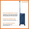 The ALEON 21" blue Carry-On glides effortlessly through a busy terminal, its precision-engineered wheels navigating the polished flooring with ease. The sturdy telescoping handle ensures a comfortable grip for travelers.
